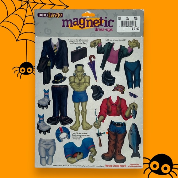 Halloween Locker Lingo Magnetic Dress-Ups Witch Frankensteins Monster Vintage - Picture 2 of 6